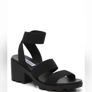 Brand New Steve Madden Haidar Black Strappy Chunky Block Heel Sandals 8.5